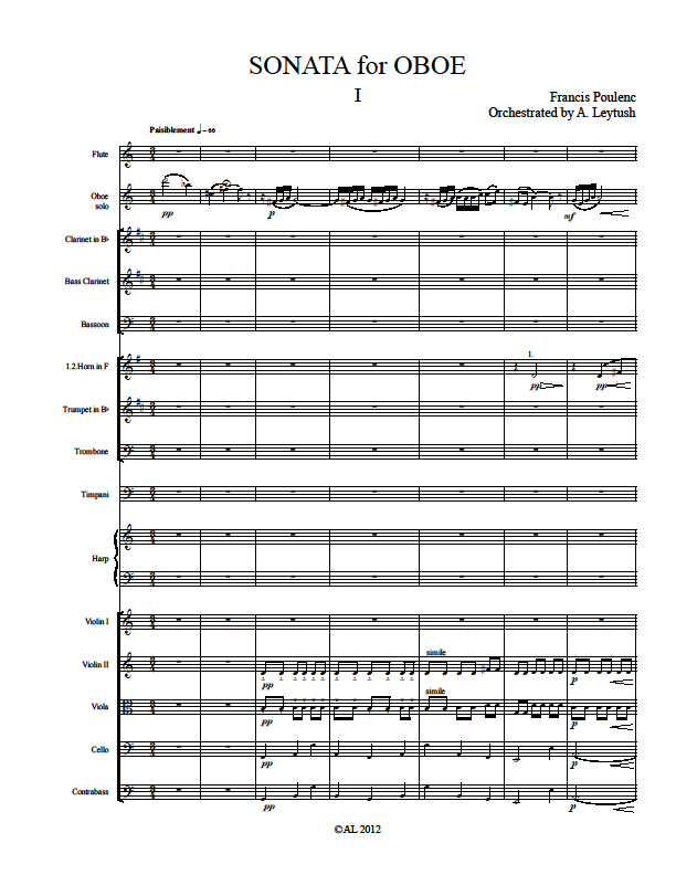Poulenc Sonata For Oboe And Orchestra